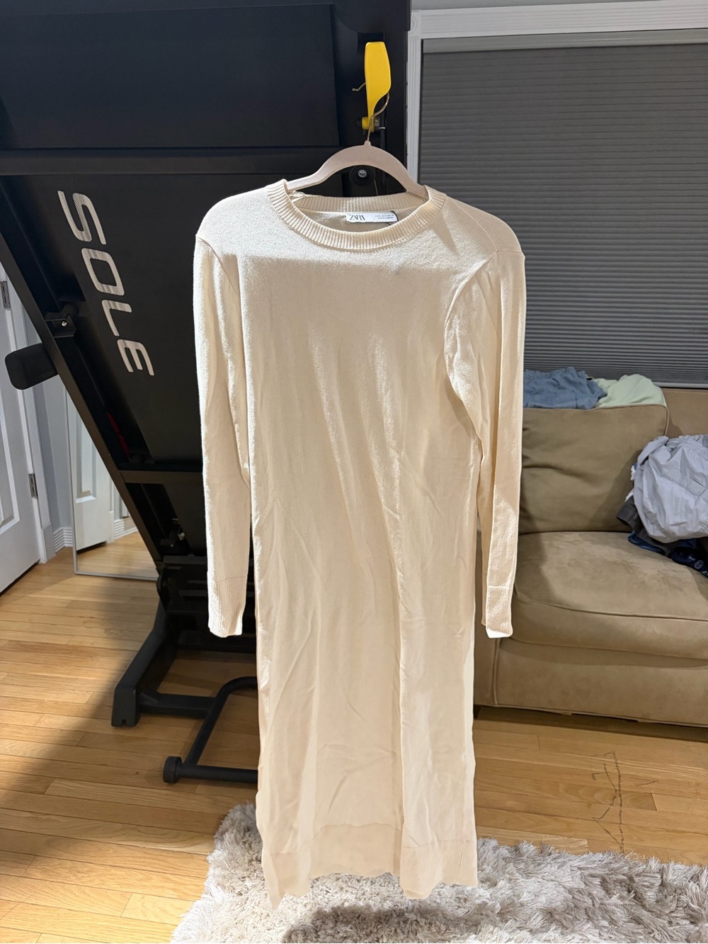 Zara Cream Long Sleeve 100% cotton dress
